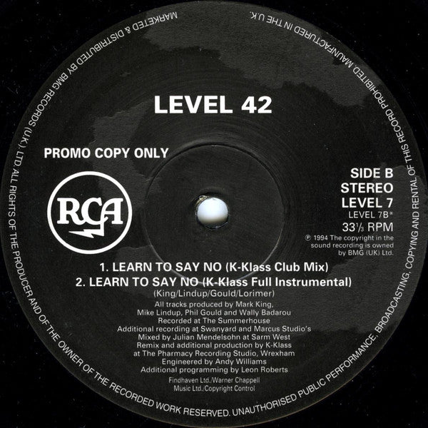 Level 42 : Learn To Say No (12", Promo)