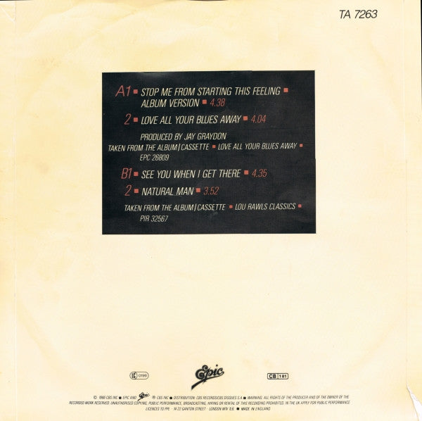 Lou Rawls : Stop Me From Starting This Feeling (12", Single, Pic)