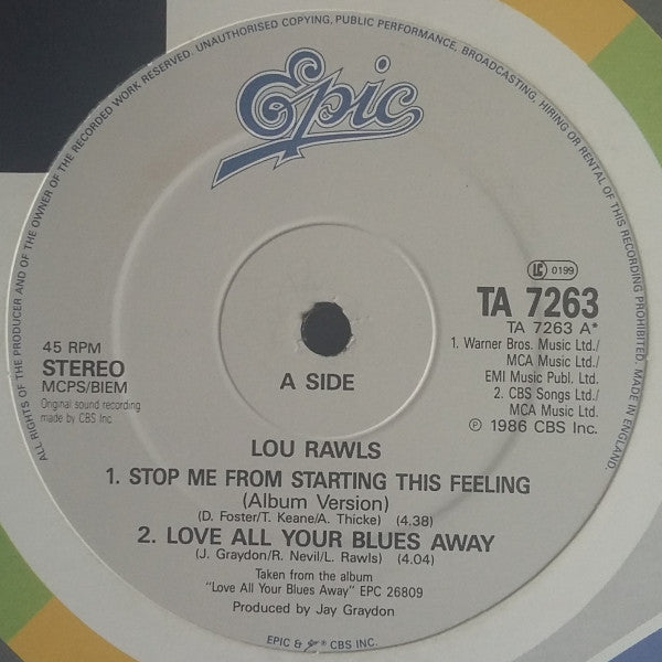 Lou Rawls : Stop Me From Starting This Feeling (12", Single, Pic)