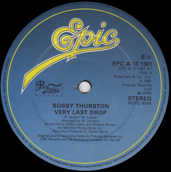 Bobby Thurston : Very Last Drop (12")