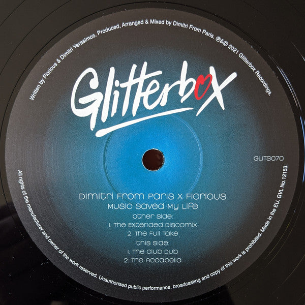 Dimitri From Paris x Fiorious : Music Saved My Life (12")