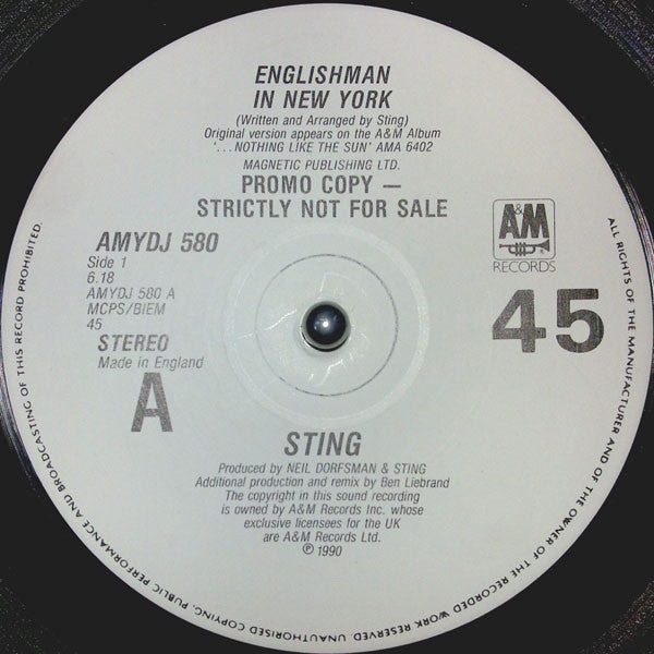 Sting : Englishman In New York (12", Promo)