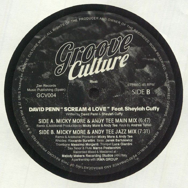 David Penn Feat. Sheylah Cuffy* : Scream 4 Love (Micky More & Andy Tee Remixes) (12")