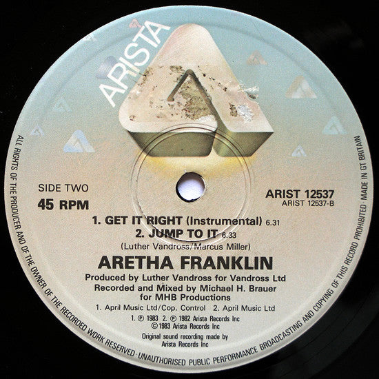 Aretha Franklin : Get It Right / Jump To It (12")