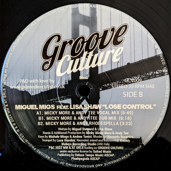 Miguel Migs Feat. Lisa Shaw : Lose Control (Micky More & Andy Tee Remixes) (12")