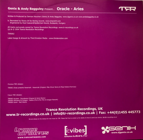Genix & Andy Bagguley Present... Oracle (4) : Aries (12")