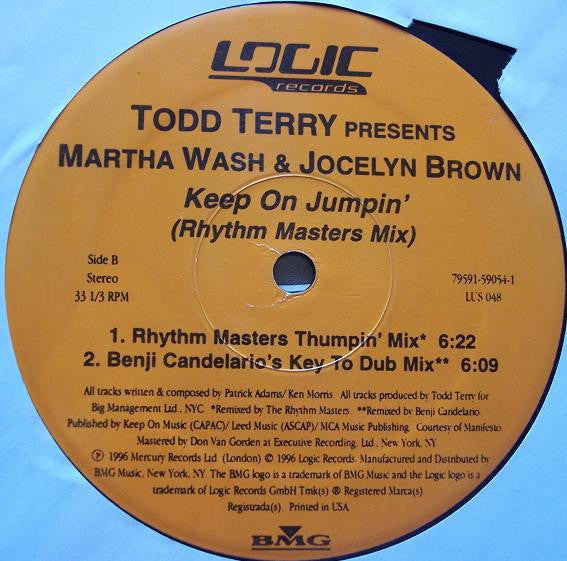 Todd Terry Presents Martha Wash & Jocelyn Brown : Keep On Jumpin' (Rhythm Masters Mix) (12", Single)