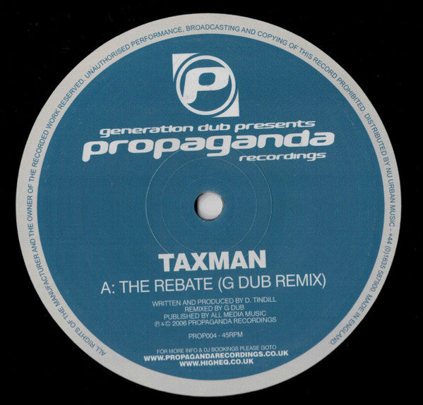 Taxman (2) : The Rebate (G Dub Remix) / Evasion (12", RE)