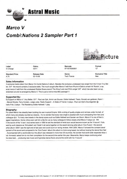 Marco.V* : Combi:Nations 2 Sampler (12", Smplr, W/Lbl)